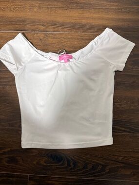 Edikted White Top with Pink Logo Tag